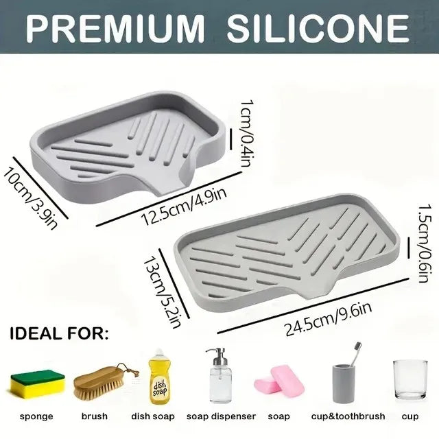 Versatile Silicone Kitchen Storage Rack Tray with Drainage Solution