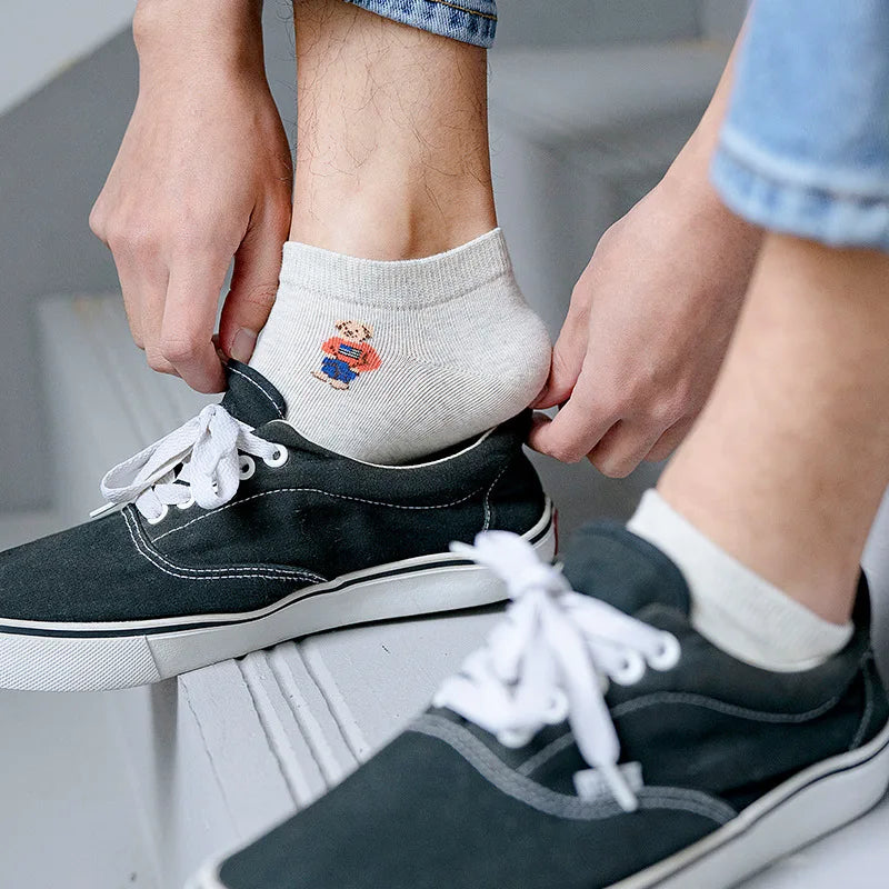 Men's Cartoon Bear Ankle Socks | Fun & Stylish Footwear