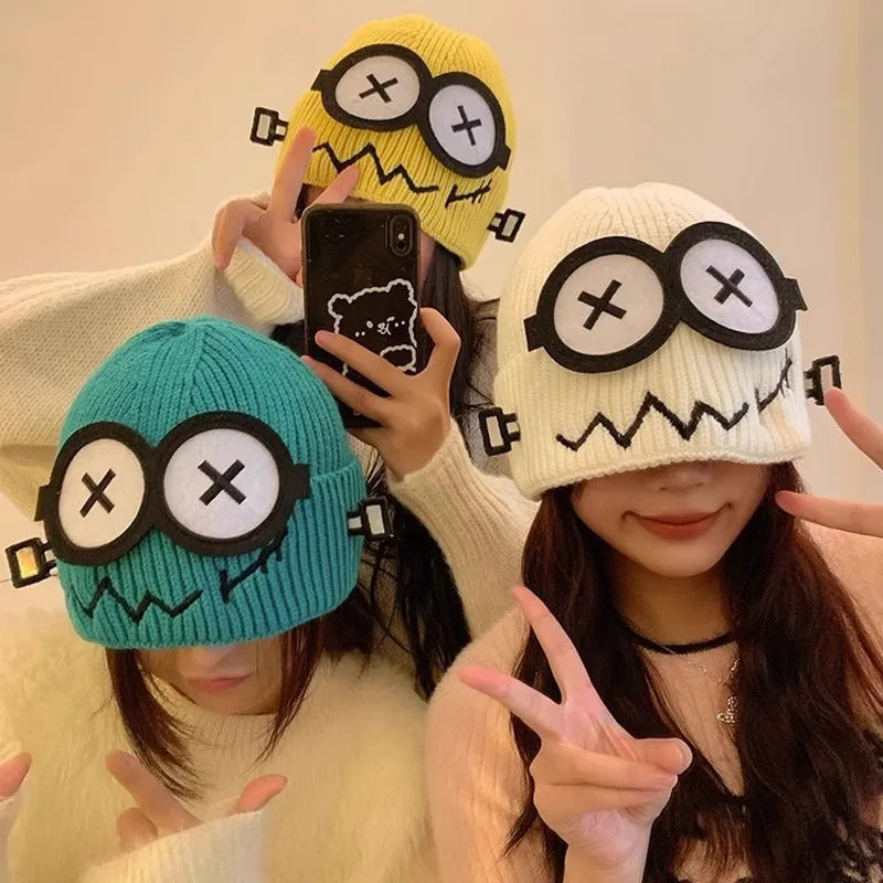 Funny Cute Cartoon Knitted Wool Hat for Women | Cozy Winter Beanie