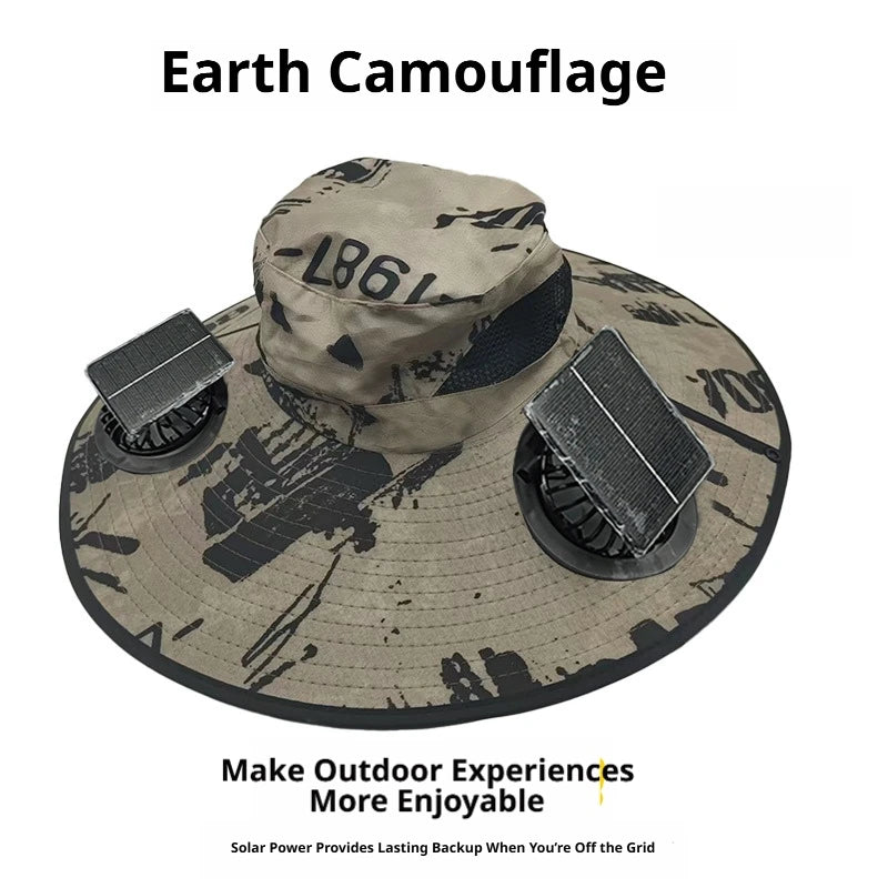 Camouflage Solar Powered Fan Hat | UV Protection Outdoor Gear