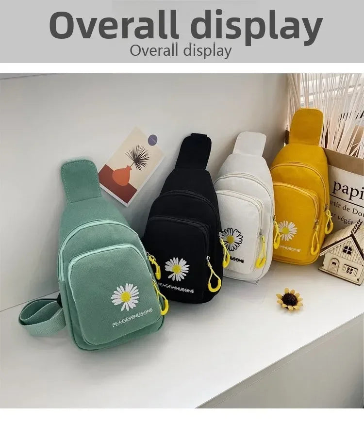 Stylish Embroidered Canvas Chest Bag | Women’s Daily Crossbody Bag