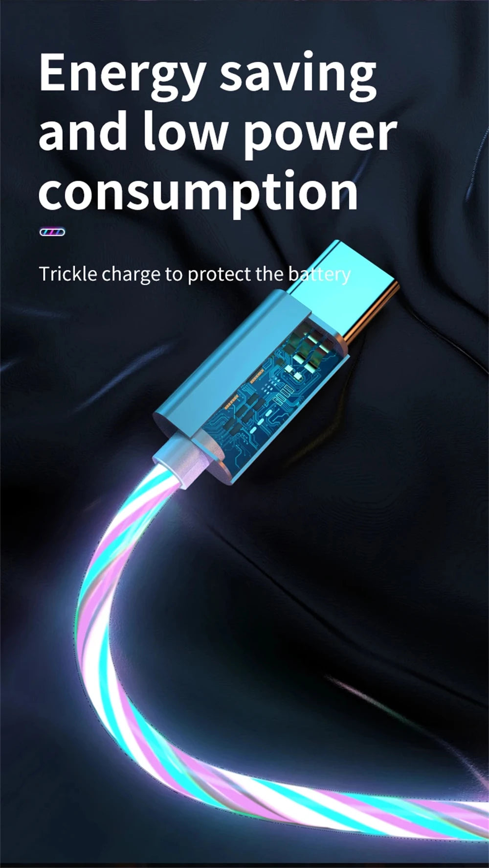 Glowing LED Light USB 3 in 1 Fast Charging Cable for Phones