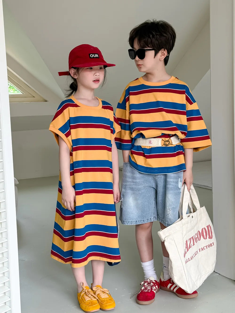 Children's Wide Striped Short-Sleeve T-Shirt for Summer Fun