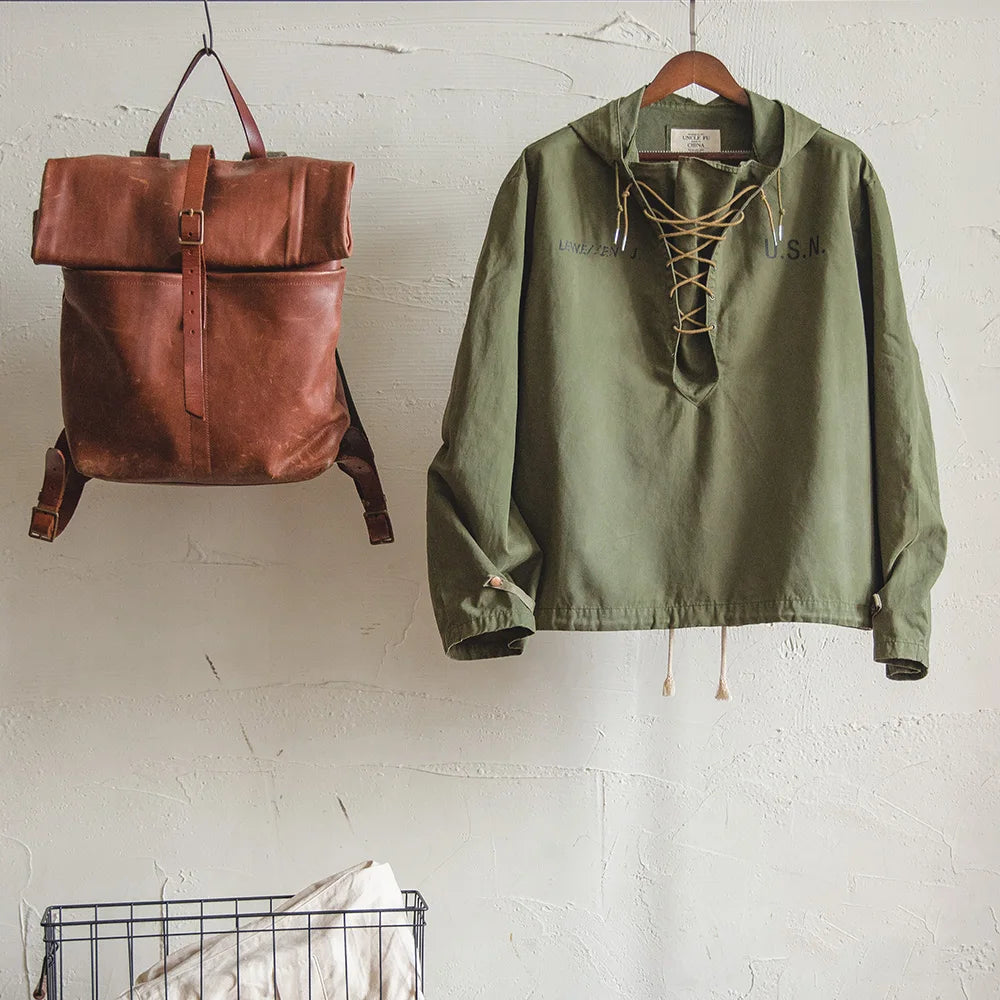 Men's Retro Green Hooded Sweatshirt | Stylish Adjustable Windbreaker