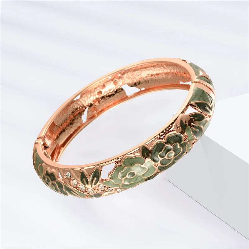 Stylish Cloisonne Double Bangle Set | Elegant Enamel Bracelets for Women