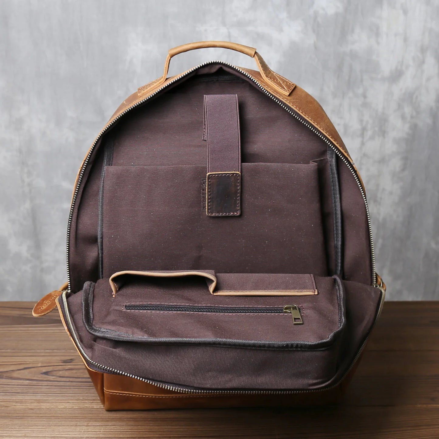 Men's Vertical Genuine Leather Backpack | Classic Retro Style