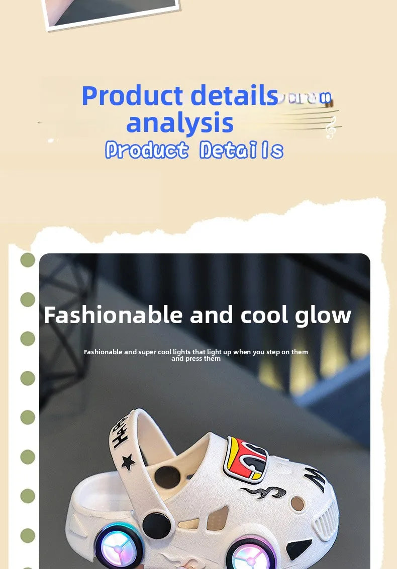 Children's Car Shaped Light Up Slippers | Fun Summer Footwear