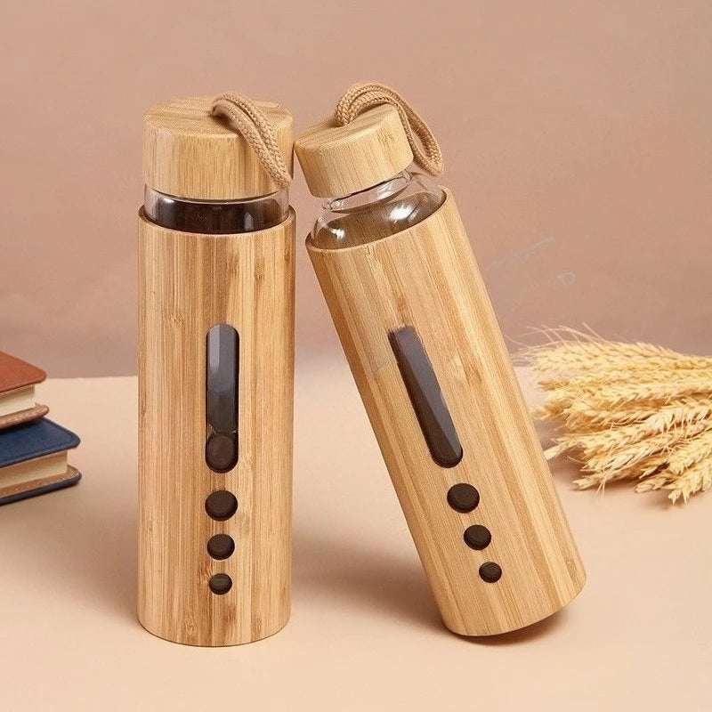 Eco-Friendly Borosilicate Glass Water Bottle with Bamboo Sleeve
