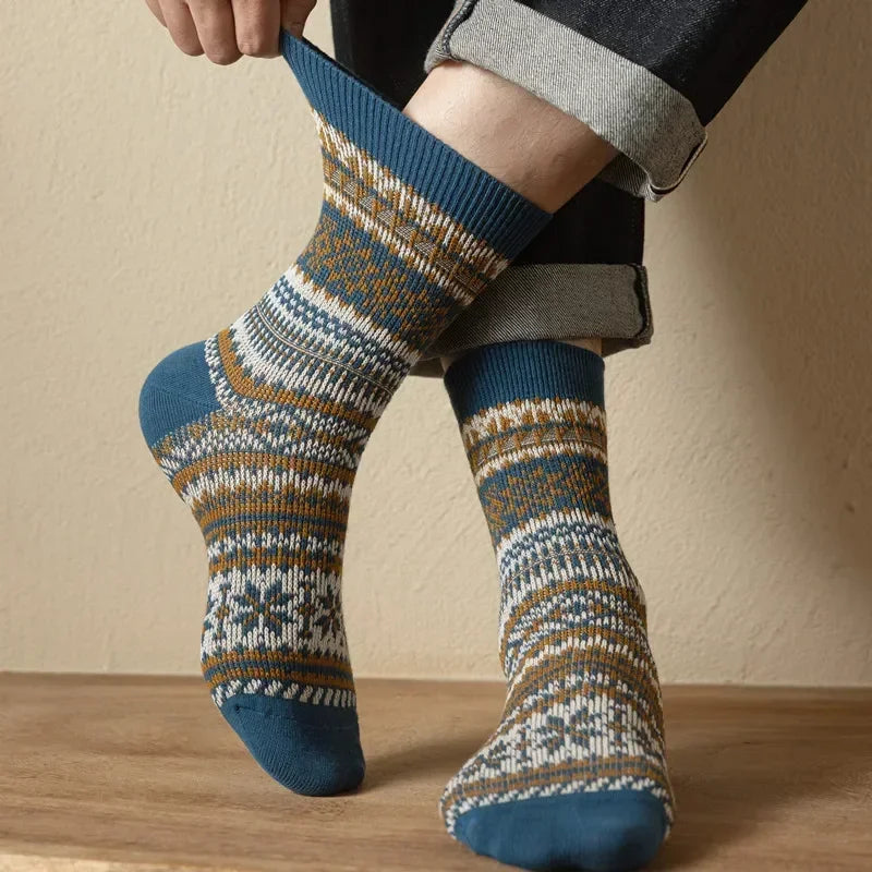 Men's Retro Geometric Pattern Middle Tube Socks | Stylish & Comfy