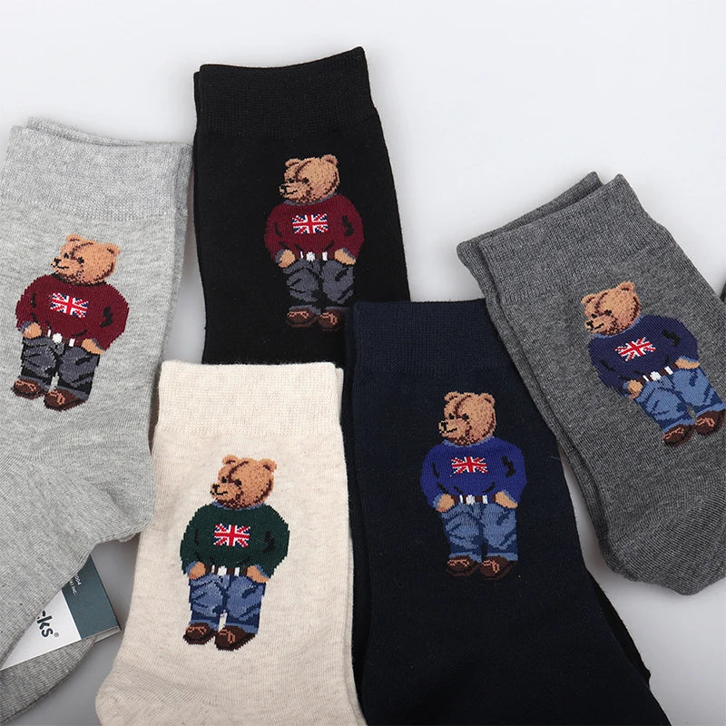 Men's Cartoon Bear Socks | Fun & Breathable Skateboard Socks