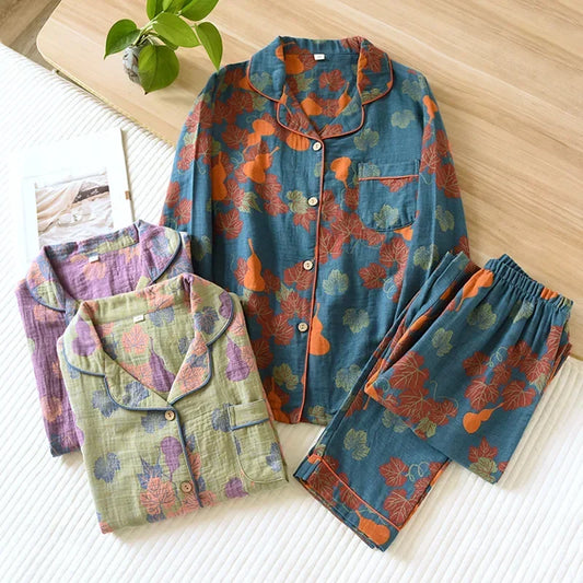 Vintage Women's Cotton Pajama Set | Cozy Homewear for Spring & Autumn