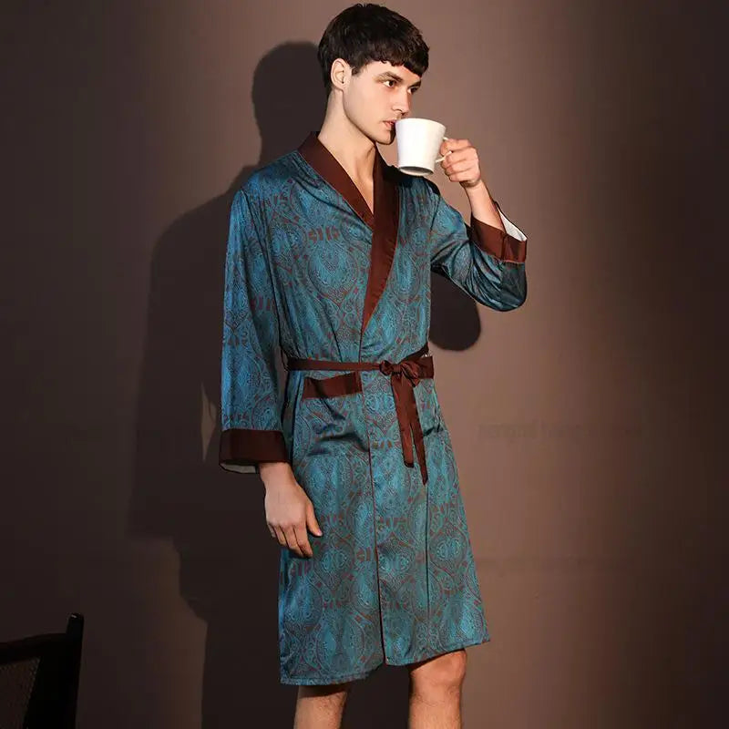 Comfortable Male Rayon Sleepwear Kimono Bathrobe | Loungewear