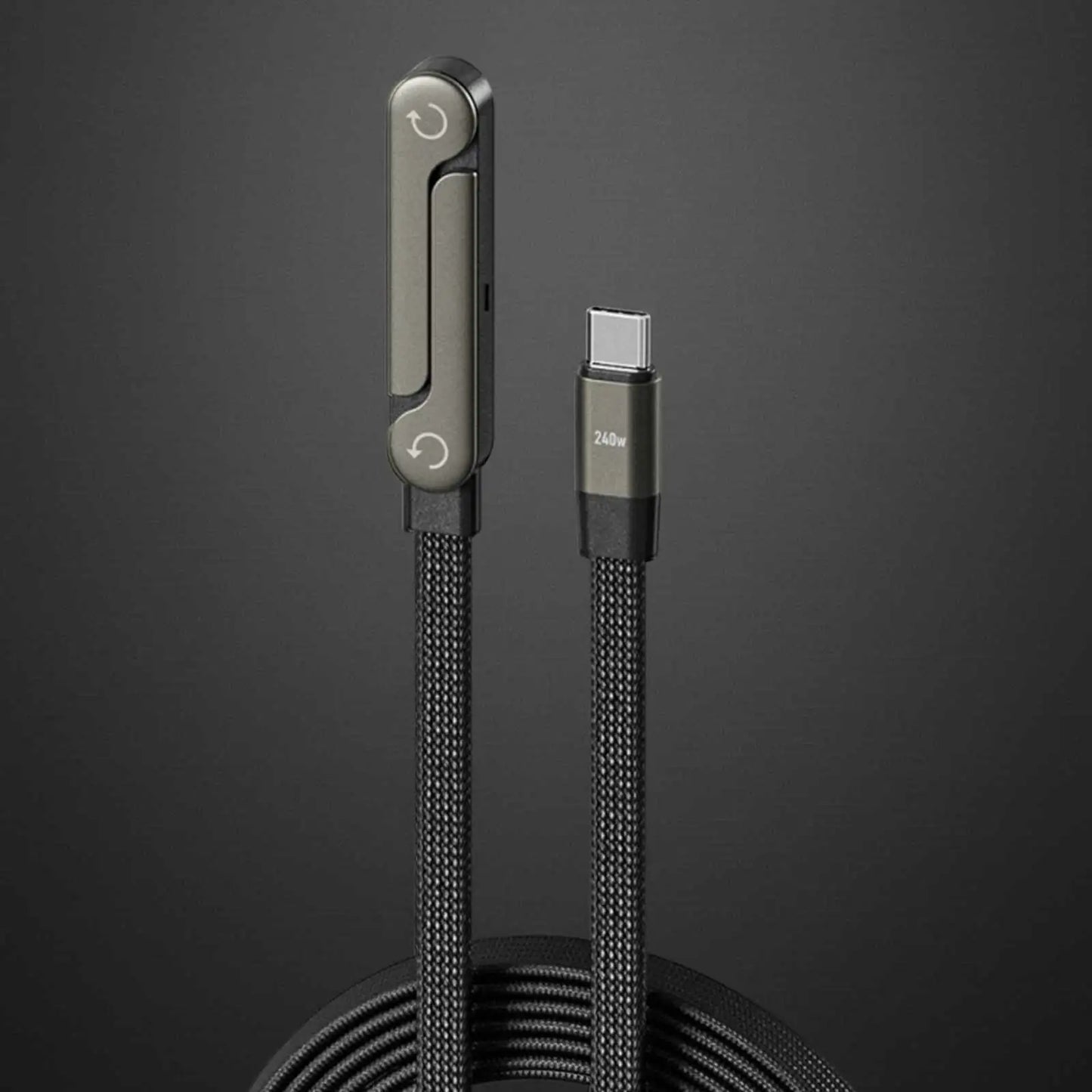 Fast Charge USB-C Braided Cable with Built-in Phone Stand | 240W