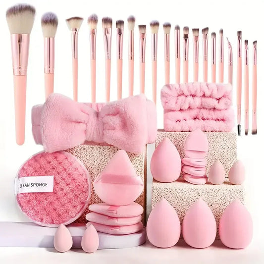 20/40PCS Pink Makeup Brush Set | Complete Soft Wool Fiber Brushes with Beauty Blender for Full Face Makeup 2026
