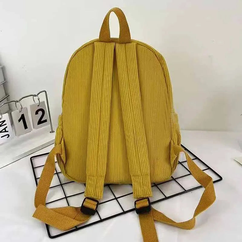 Trendy Women's Multi-color Corduroy Backpack | Stylish Daily Bag