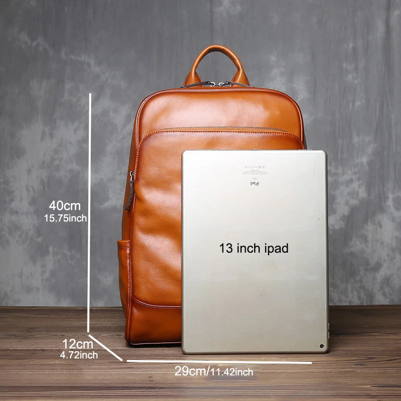 Vintage Leather Backpack | Large Capacity Casual Computer Bag