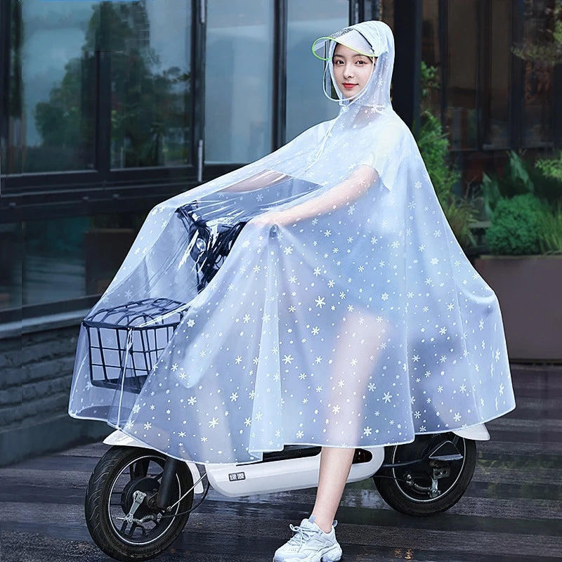 Women's Transparent Long Raincoat for Biking | Waterproof Jacket