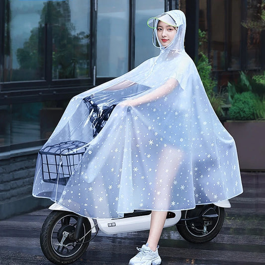 Women's Transparent Long Raincoat for Biking | Waterproof Jacket