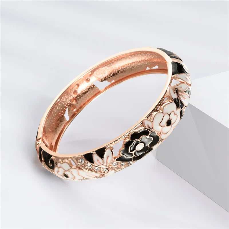 Stylish Cloisonne Double Bangle Set | Elegant Enamel Bracelets for Women