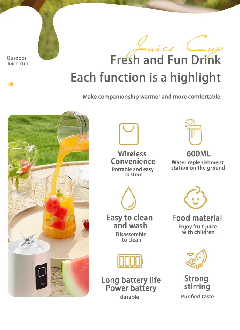 Rechargeable Mini Juicer Cup | Portable Blender for Home & Travel