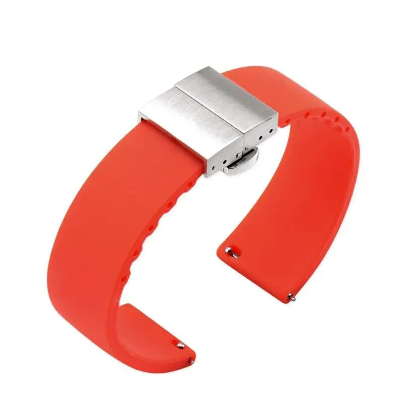 Soft Silicone Quick Release Watchband with Butterfly Buckle