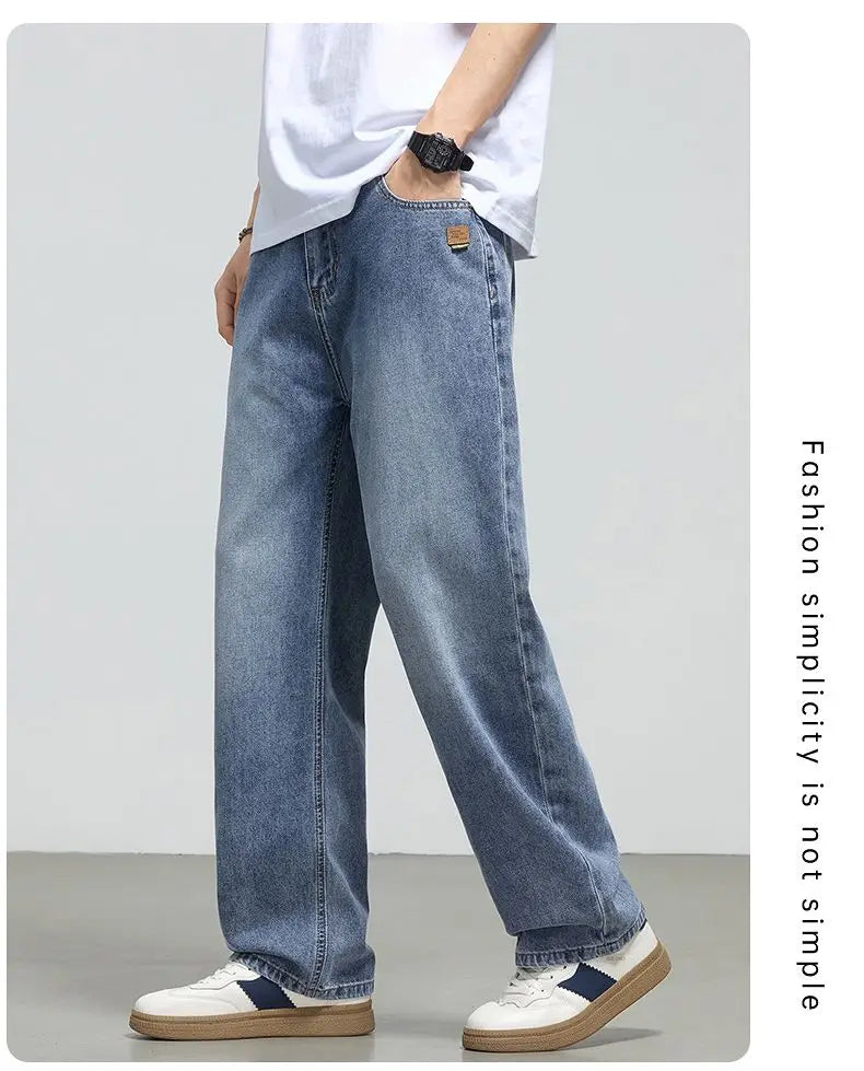 Men's Retro Straight Jeans | Casual Loose Wide Leg Denim Pants