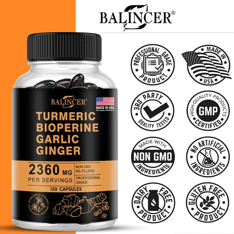 4-in-1 Turmeric Ginger Supplement for Joint & Immune Support