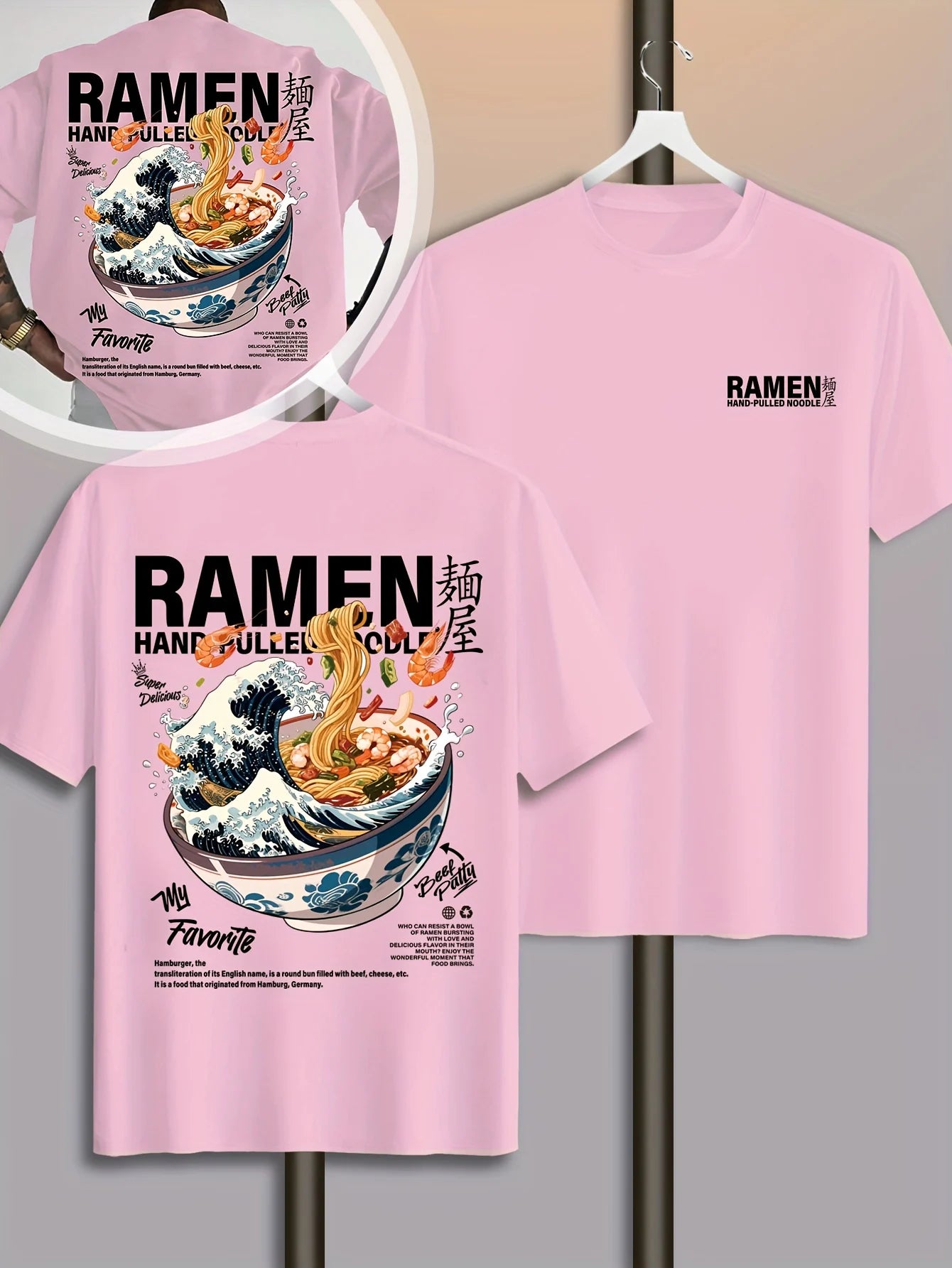 Men's Casual Summer T-Shirt with Japanese Wave Graphic Print