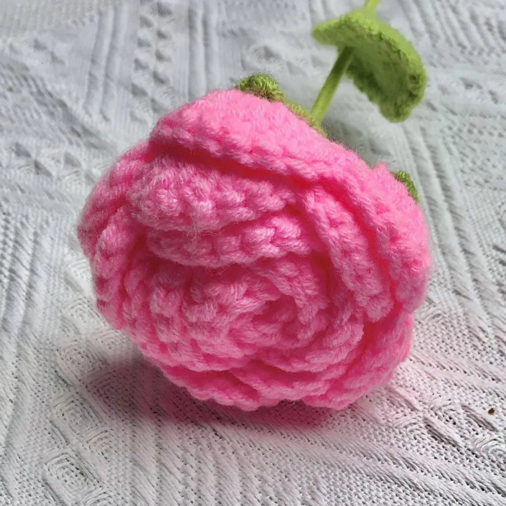6pcs Multi-Color Crochet Rose Bouquet | Handmade Floral Decor