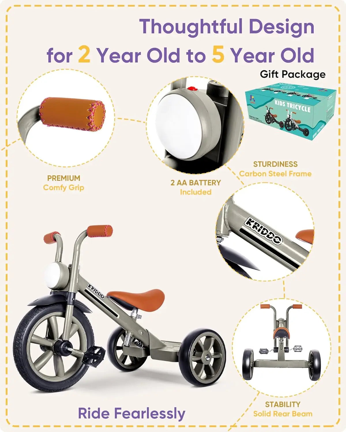 Kids Tricycles for Ages 2-5 | Safe and Fun Trike with Light