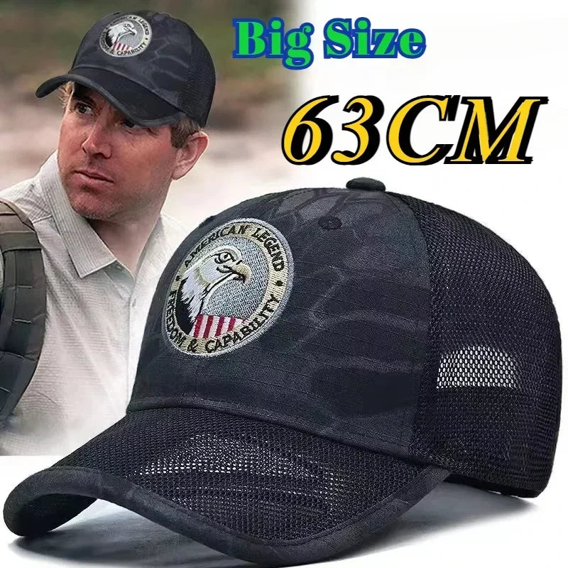 Plus Size Mesh Baseball Cap | Stylish Camo Snapback Sun Hat