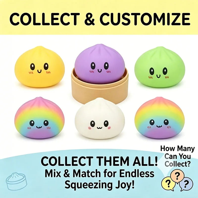Kawaii 5.5cm Mini Dumpling Squishy Toy Cute Steamed Bun Soft Mochi Fidget Anti Stress Sensory Hand Toys  Party Gift Novelty