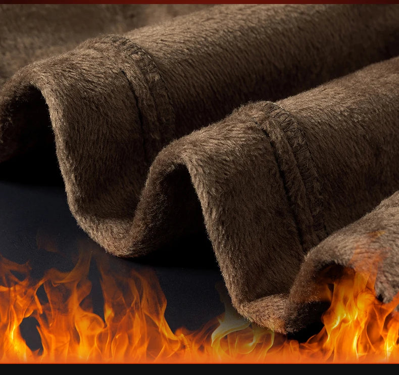 Men's Thick Fleece Corduroy Pants | Winter Warm Business Casual Trousers