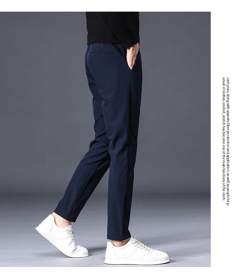 Winter Warm Fleece Men's Business Casual Pants | Stylish Thermal Trousers