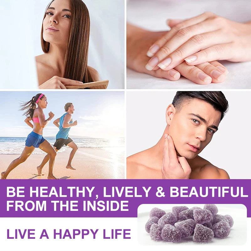 Vitamin Biotin Gummies for Stronger Hair, Skin & Nails - 60 Gummies