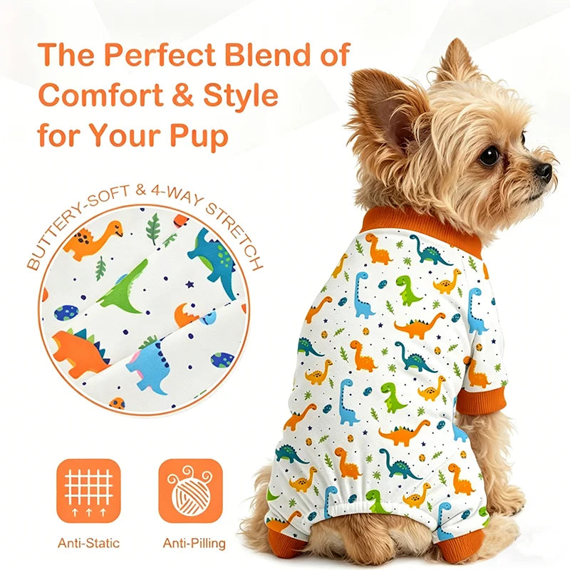 Cute Dinosaur Dog Pajamas | Soft & Breathable Recovery Suit