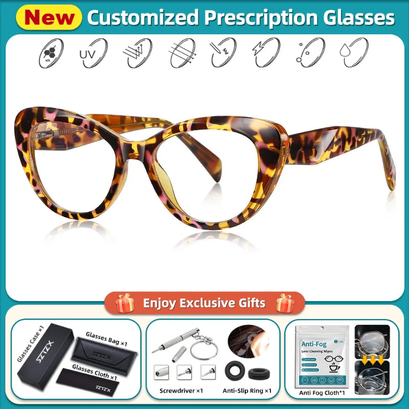 Stylish Retro Cat Eye Prescription Glasses | Anti-Blue Ray Protection
