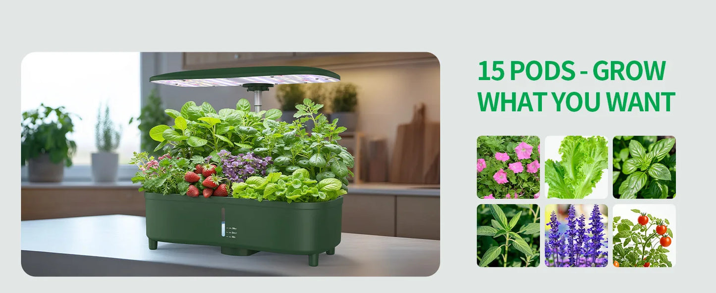Indoor Herb Garden Kit | 15 Pods with Smart Grow Modes