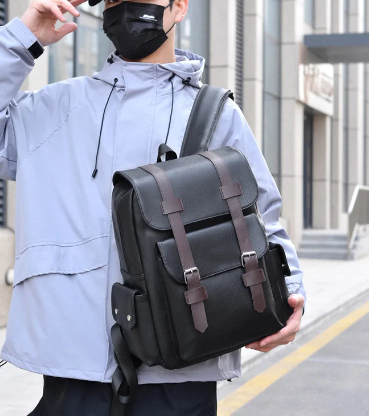 Stylish Large PU Leather Backpack | Perfect for Students & Travel