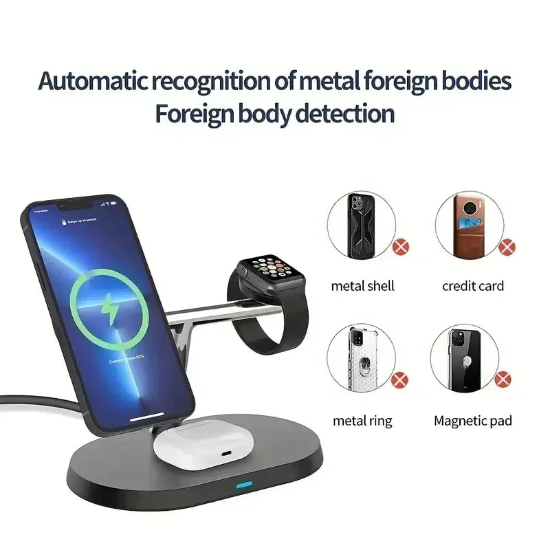 Magnetic 3-in-1 Wireless Charging Stand | Fast MagSafe Charger