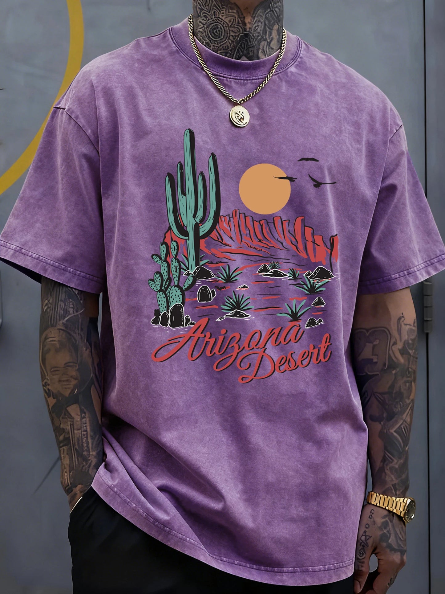 Men's Arizona Desert Cactus Graphic Tee | Soft Short Sleeve T-Shirt