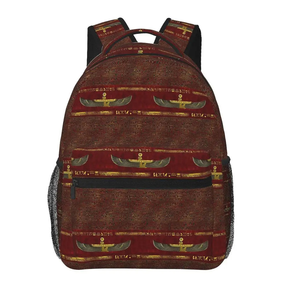 Golden Egyptian God Ornament Backpack | Stylish Fashion Daypack