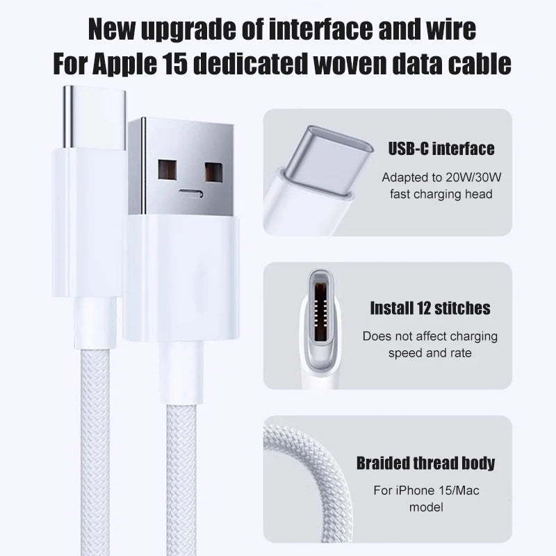 60W USB C Charging Cable | Fast Braided Cable for iPhone