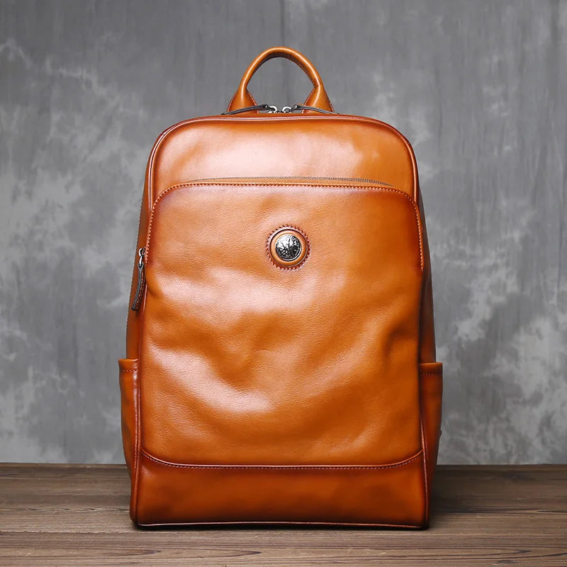 Vintage Leather Backpack | Large Capacity Casual Computer Bag