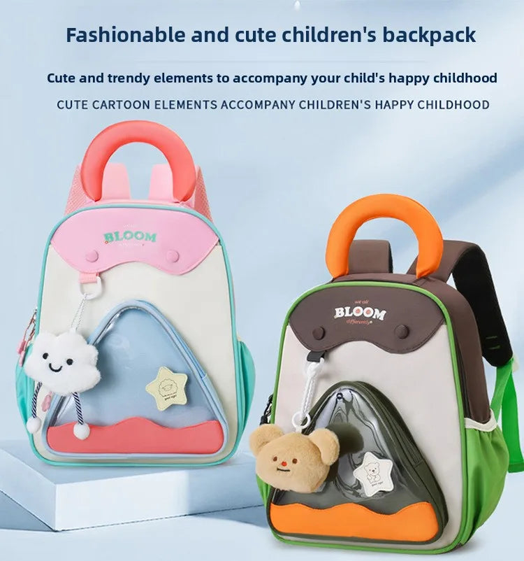 Lightweight Contrast Color Kindergarten Backpack | Cute Stylish Kids Bag