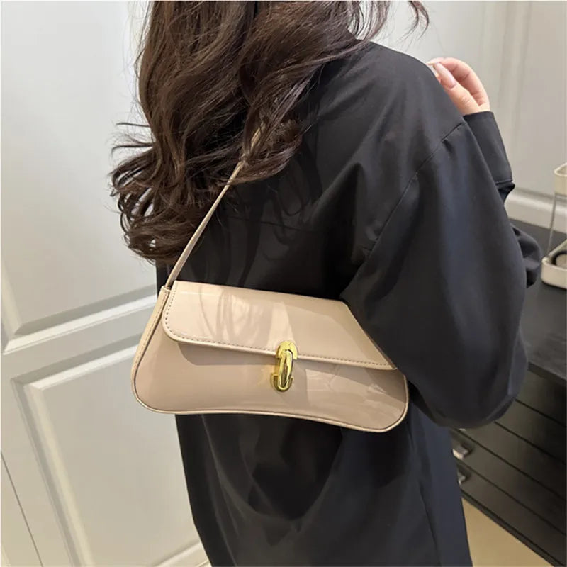 Stylish Shiny PU Leather Handbag | Versatile Women's Tote Bag