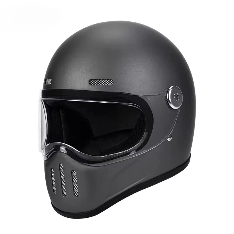 Retro Fiberglass Full Face Motorcycle Helmet | Vintage Style Safety Gear