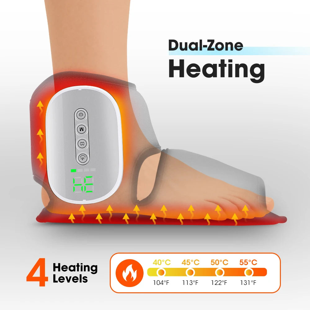 Wireless Air Pressure Ankle Massager | Electric Heating & Vibration
