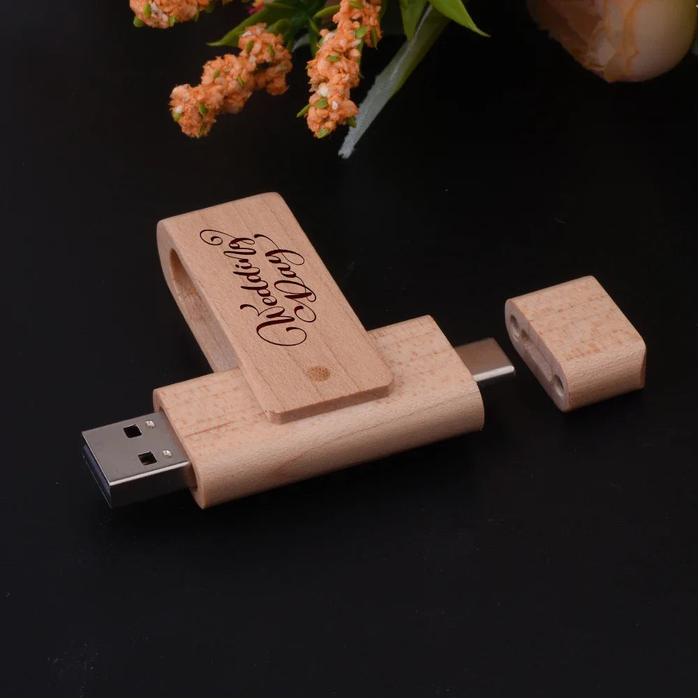Wooden TYPE-C USB Flash Drive | Custom Logo Pendrive Gifts