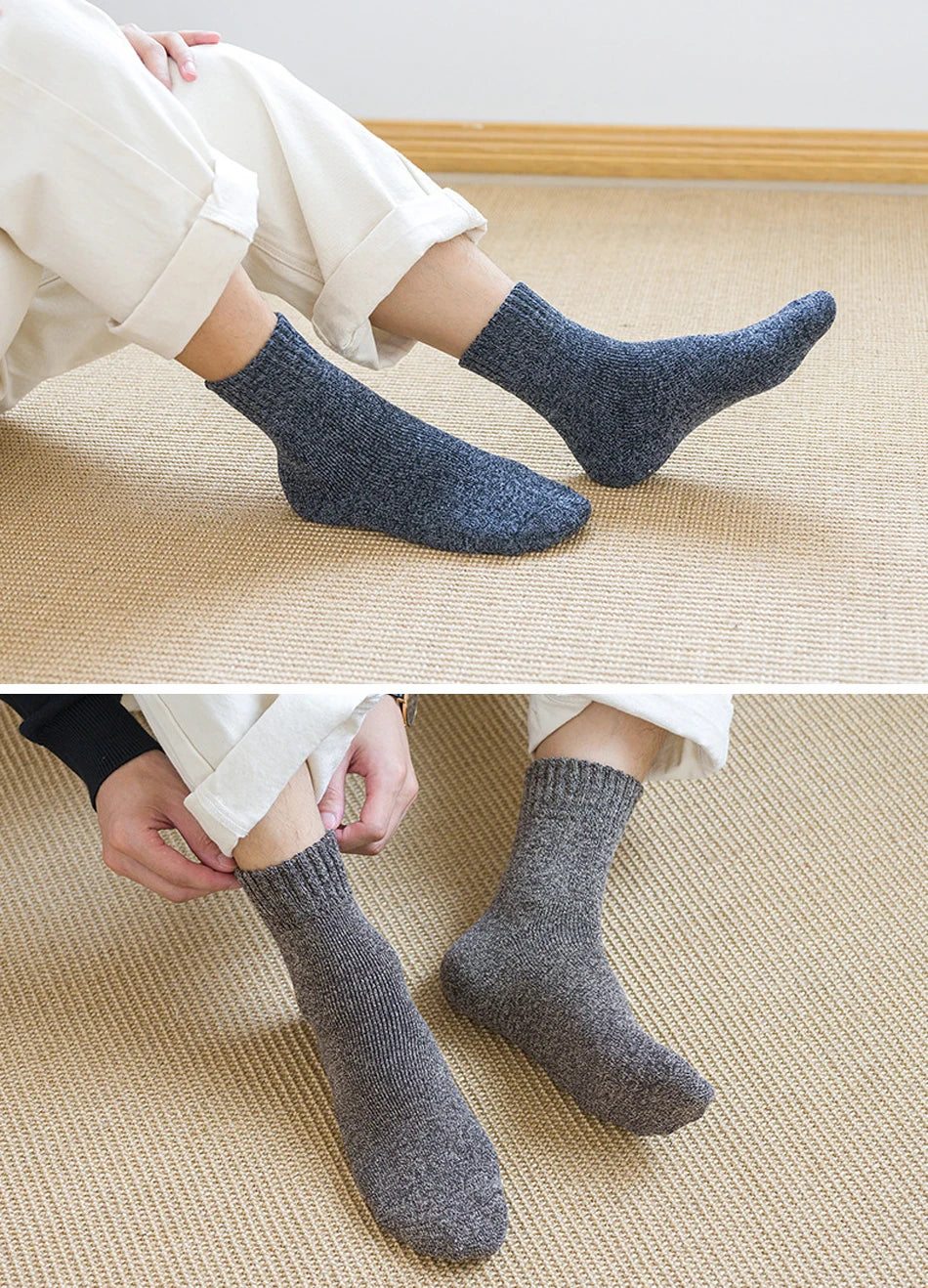 Thick Cotton Crew Socks for Men | Warm Comfortable Winter Gear